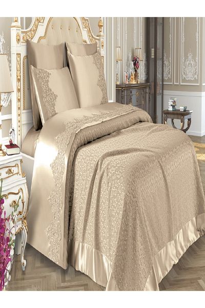 NASHOME TEKSTİL Double Dowry Box 6 Piece Embroidered Pique Set Paris