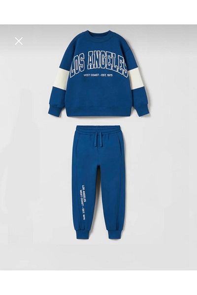 Emilakids Hanorac din bumbac imprimat Los Angeles pentru băiat Trening Set de jos