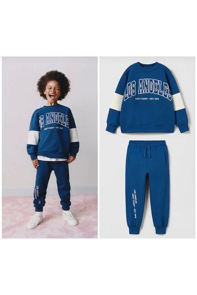 Emilakids Hanorac din bumbac imprimat Los Angeles pentru băiat Trening Set de jos