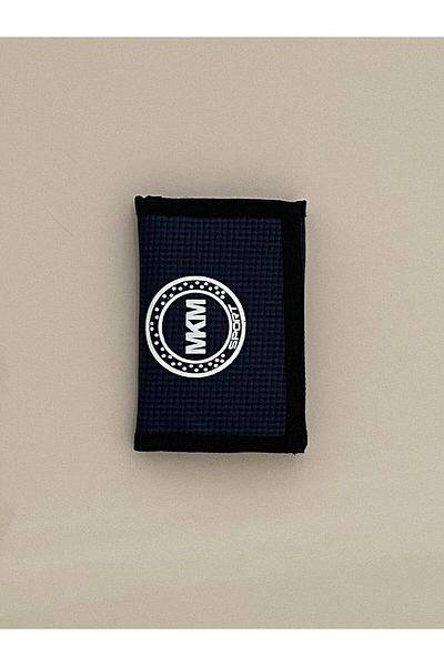 firdevsi hobi Mkm Gingham Patterned Wallet-navy blue