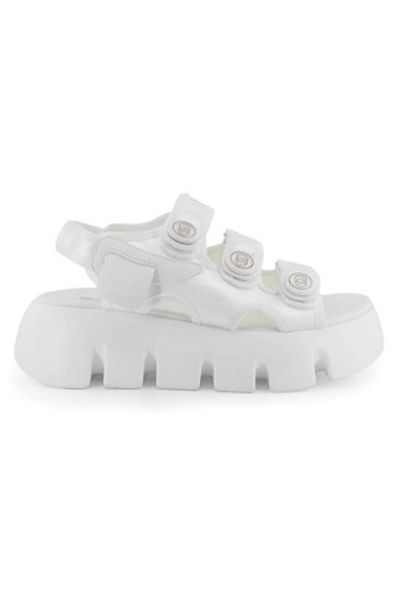 Guja 23Y364 Women's White Thick Platform Sole Velcro Open Satin Summer Orthopedic Sandals Shoes