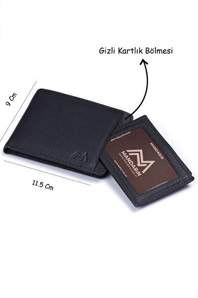 TESBİHCİBABA Mandarin| Oslo Men's Leather Wallet with Hidden Card Holder Compartment, Card Holder