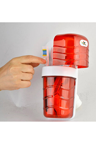 fafatara Αυτοκόλλητη επιτοίχια έγχρωμη βάση οδοντόβουρτσας με καπάκι