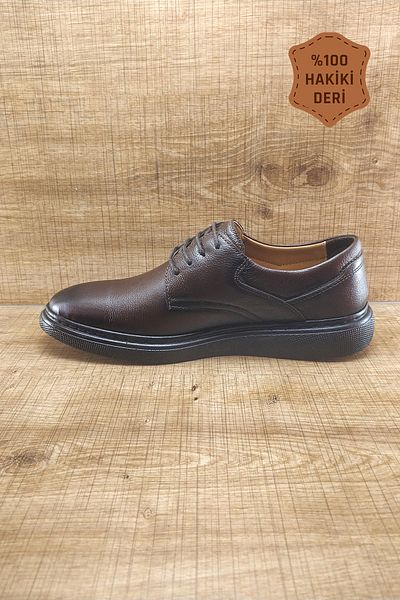 Endurstep Ορθοπεδικά Γνήσιο Δέρμα με κορδόνια Καφέ Casual Ανδρικά Παπούτσια Cas0021