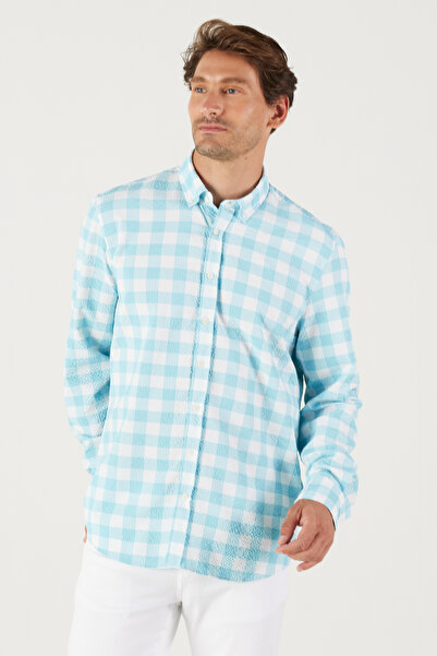 AC&Co / Altınyıldız Classics Ανδρικό πουκάμισο με λεπτή εφαρμογή με στενό γιακά με κουμπιά και με μοτίβο