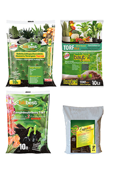 BİTBEST Bitbest bio 10 lt + Baytol mix 10 lt + Bitbest Kaktüs 10 lt Bitki top...