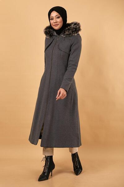 Modamihram Kešu kabát s kapucí na zip, šedý 12265