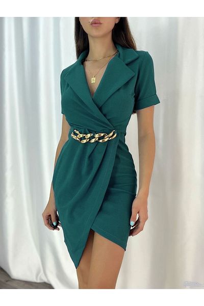 Secret Passion Lingerie Q Ελαστικό πράσινο κρεπ υφασμάτινο μπουφάν με λαιμόκοψη κοντό μανίκι ασύμμετρο μίνι βραδινό φόρεμα και φόρεμα επιστροφής στο σπίτι 582212   706