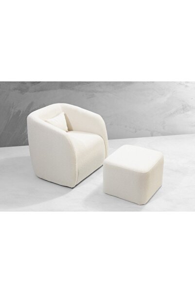 hoom concept Arya Teddy Berjer Ve Puf Seti, Beyaz