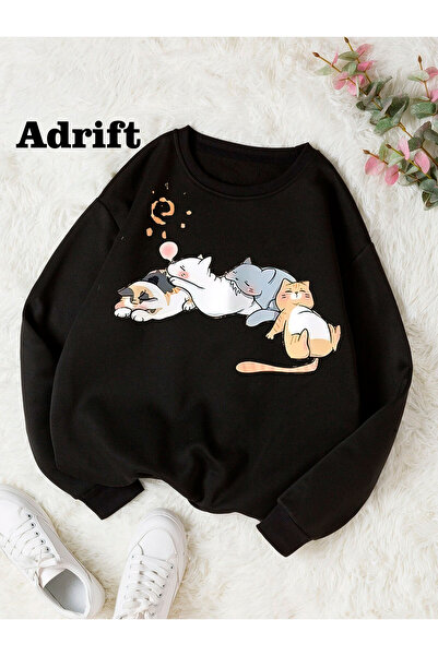 Adrift Σχέδιο Kawai Cat Mole Street Trend Harajuku/Γοτθικό Μαύρο
