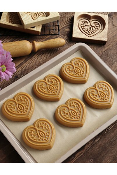 wood and craft Wood'ncraft Kalp Desenli Kurabiye Ve Şeker Hamuru Kalıbı