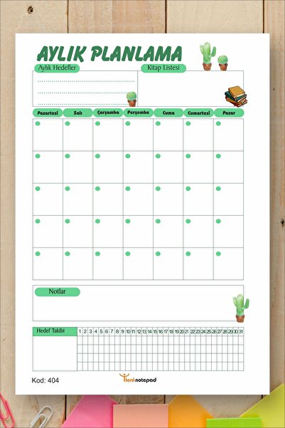 Tieni Blok za beleške | Mesečni planer | Mesečni planer | 14x20cm A5 50 listo...