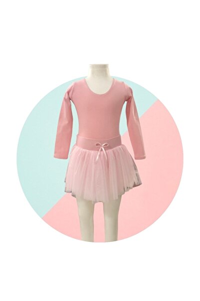 Yıldız Bale Kostüm ve Spor Ürünleri Pembe Uzunkol Bale Mayosu&streç(yumuşak)etek