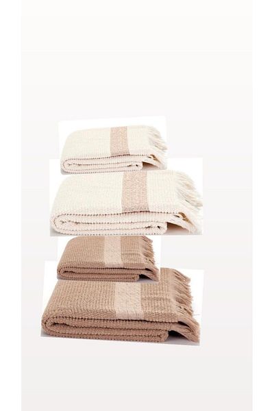 Hobby Crash Turkish Bath Set Bath Towel And Hand Towel (Towel Set) Ecru-beige