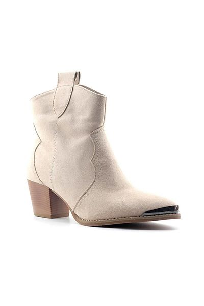 Pine Cone 403 Women's Canvas Heeled Boots Beige Nubuck