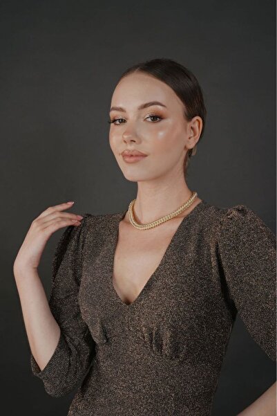 atölye nini Simli Kumaş Mini Yılbaşı Elbise