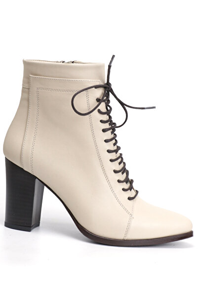 OZ AYAKKABI Bej Kadın Topuklu Deri Bot