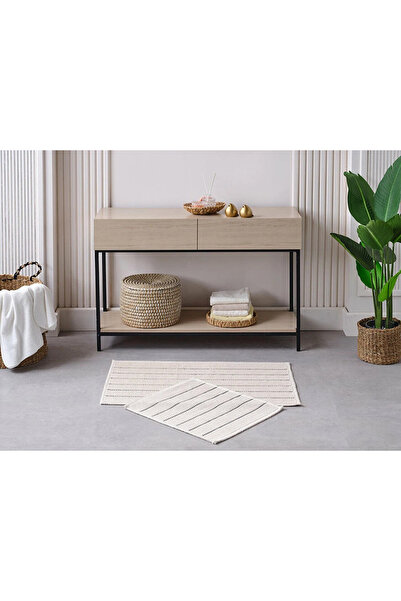 Doqu Home 2-Piece Bath Mat Cotton Arte Cream-Anthracite 60x100 cm/50x60 cm