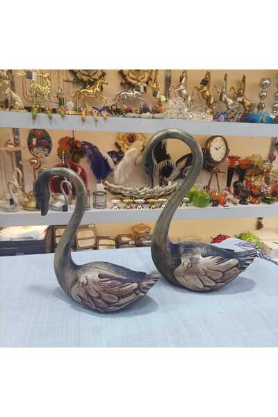 Gold home design 2'li dekoratif kuğu biblo