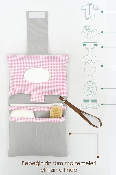 mordesign حقيبة العناية بحفاضات الأطفال، منظم الأم والطفل، قابلة للغسل، مقاومة للأوساخ، سلسلة، وردي
