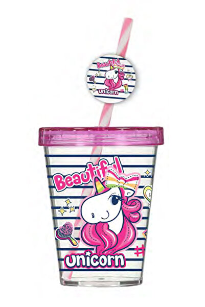 krommet Glass with Straw, Children's Glass 450 Cc- Bpa Free