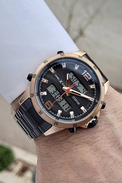 Daniel Klein Kasası Bakır Kordonu Siyah Renk Hem Analog Hem Dijital Erkek Kol...