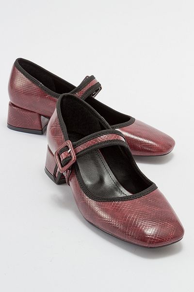 LuviShoes CURES Burgundy Patterned Women's Heeled Shoes