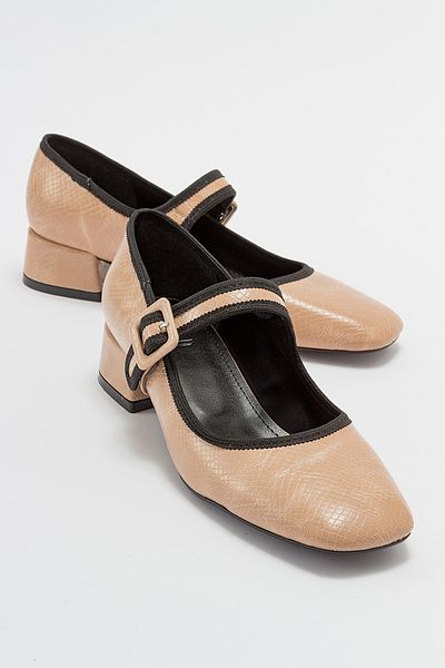 LuviShoes CURES Beige gemusterte Damenschuhe mit Absatz