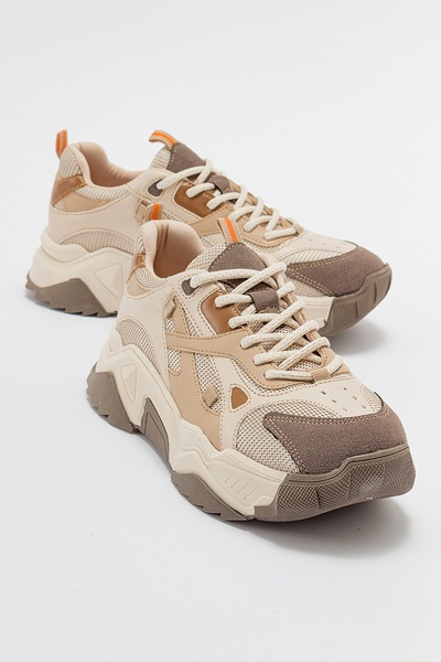 LuviShoes Γυναικεία αθλητικά παπούτσια LECCE Μπεζ-Καφέ