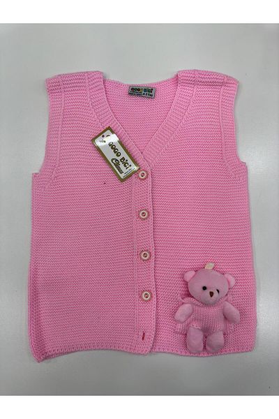 gogo bici Girl's Knitwear Vest with Teddy Bear