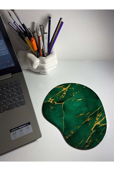 HobiShop Green Marble Patterned Mouse Pad with Wrist Support
