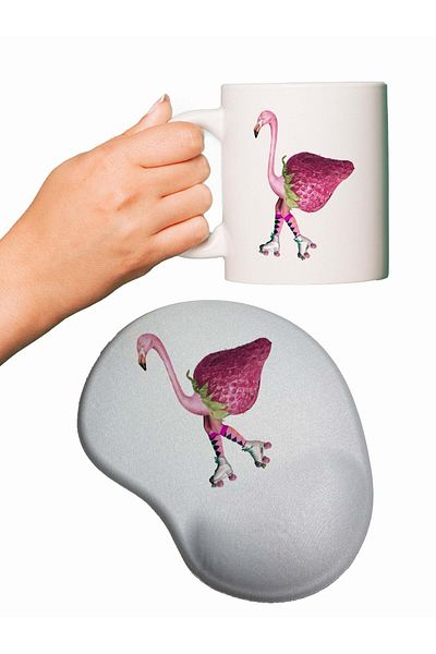 HobiShop Flamingo Girl Printed Mouse Pad + Cup Mug