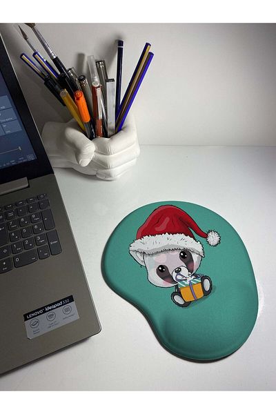 HobiShop Christmas Panda Patterned Mouse Pad with Wrist Support