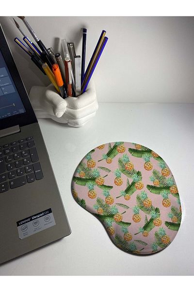 HobiShop Tropical Pineapple Patterned Mouse Pad with Wrist Support