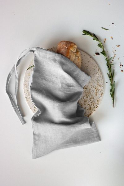 miyolin Washed Linen Bread Bag, Raw Linen Bread Bag, Vegetable Bag, Fruit Bag