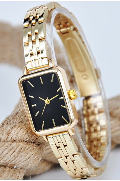 sonsuzsaat Kadın Kol Saati Vintage Altın Renk Siyah Renk Kadran Şık Sade Zarif Tasarım Su-815