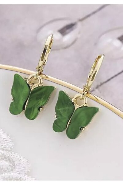 monalisatoka Kadın Gold Yeşil Kelebek Küpe
