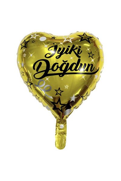 Yogi parti Yellow Foil 18 Inch Heart Balloon with Happy Birthday Written