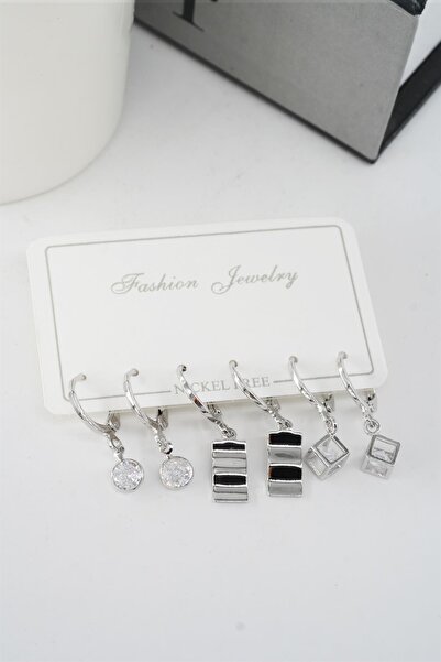 By Zeyna Aksesuar مجموعة أقراط متدلية على شكل مربع من حجر الزركون للسيدات مكو...
