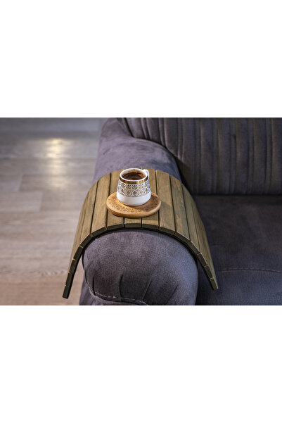 Loremob Ahşap Koltuk Tepsisi ( Yeşil Eskitme - Eşit Parçalı )