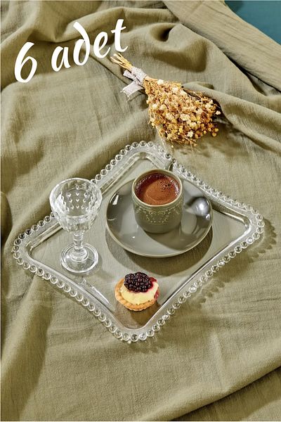 FBZhome 6 Pieces Decorative Coffee Presentation Tray Mica Crystal Tray