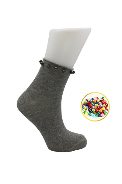 KARDEŞLER ÇORAP Γυναικείες πολύχρωμες μισές κάλτσες βαμβακερές κάλτσες με χάντρες Λεπτομερές πακέτο των 4