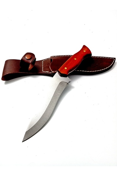 göcen El yapımı Kök Ceviz - Paduk - Yeşil Kabzeli Paslanmaz Çelikten Kamp Bıçağı