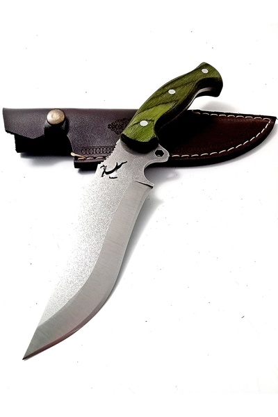göcen El yapımı Yeşil - Paduk Kabzeli Paslanmaz Çelikten Kamp Bıçağı