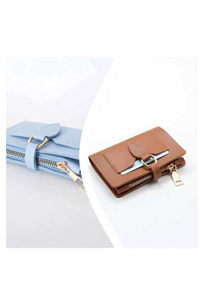 Everglow Jewelry مجموعة محفظة نسائية بإبزيم وسحاب للإغلاق باللون الأزرق الفاتح