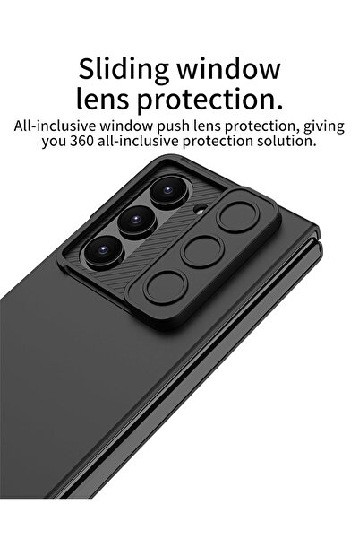 m.tk moveteck Samsung Galaxy Z Fold 5 Kılıf Kamera Lens Sürgülü 360 Korumalı Katlanır Kıpta Kapak Açılır Kapanır