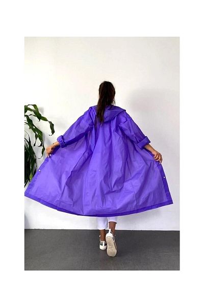 DZC KUZENLER AVM Women's Men's Raincoat Hooded Snap Fastener Eva Raincoat Windbreaker