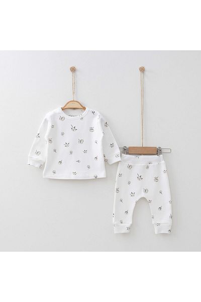O Baby Cotton Patterned 2'Set Organic Cotton Baby Girl / Boy Suit 3-6/6-9/9-12/12-18 Months