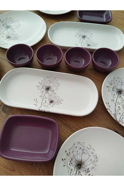 Keramika Set Breakfast Purple Chicory for 6 People 14 Pieces