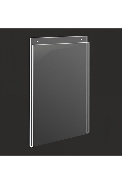 KrcDisplay A5 Dikey Delikli Duvar Tipi Askılı Pleksi Föylük Broşürlük (15x21)